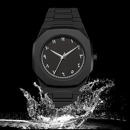 Black Arabic Aura Watch With Eastern Arabic Numbers