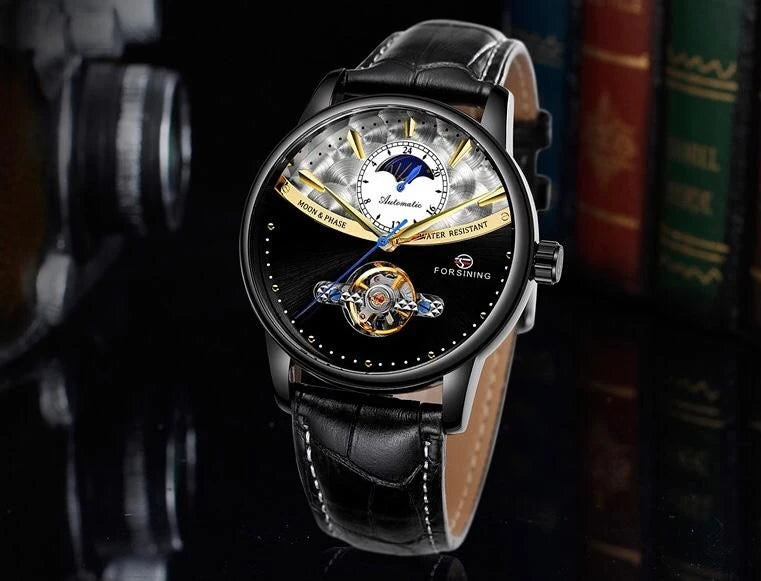 Luxury Men's Skeleton Watch - Gold Tone Case