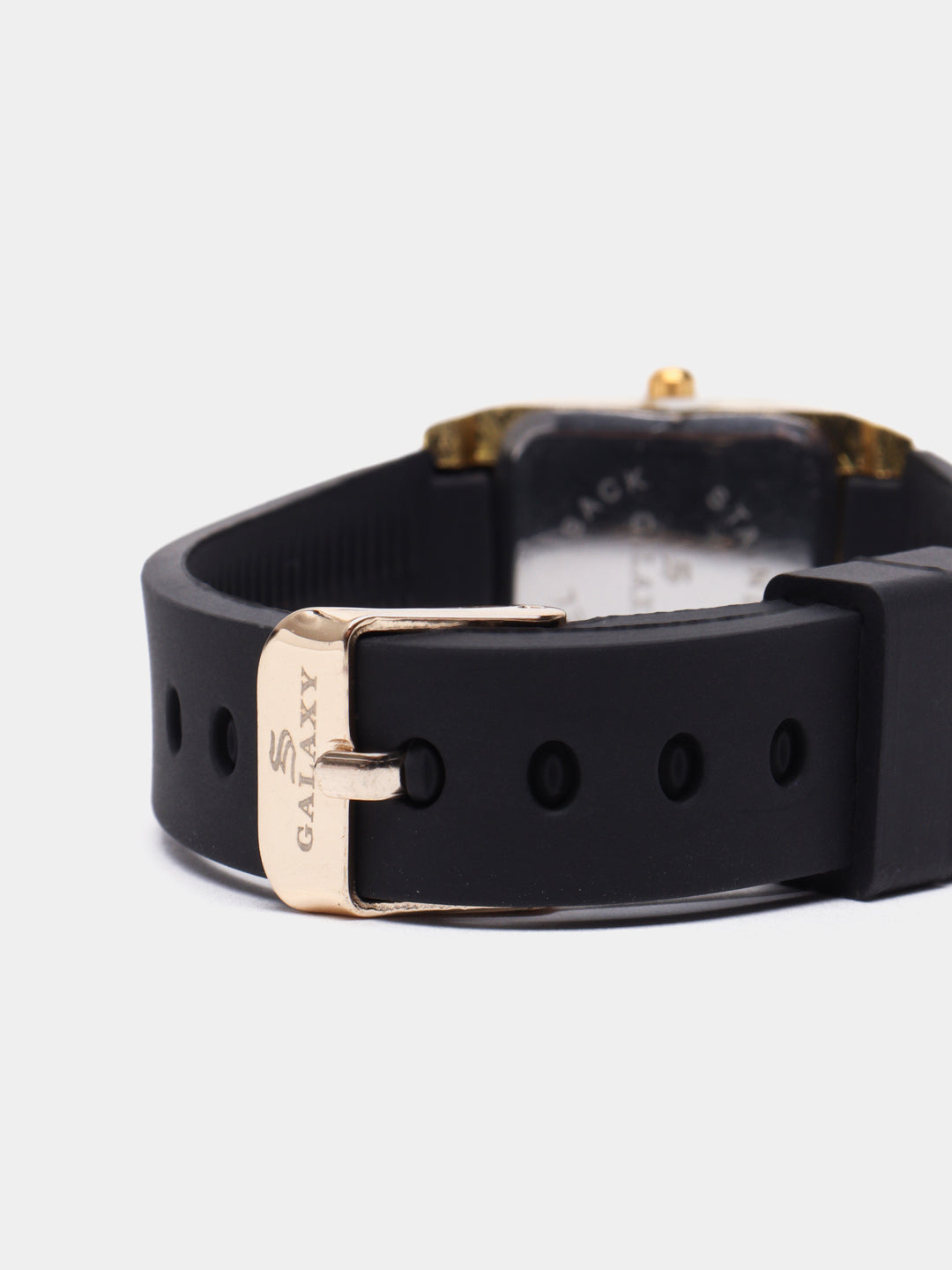 Midnight Elegance - Rectangular Rose Gold & Crystal Watch