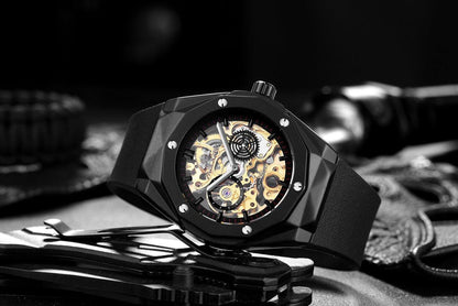 HB Men's Automatic Skeleton Wristwatch - Industrial Design